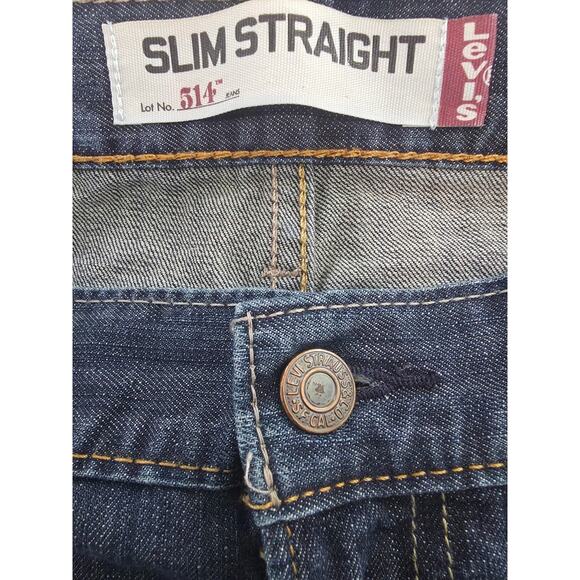 Levi's 514 Slim Straight Jeans Men's W38 L30 Dark Blue Wash 100% Cotton Denim - Picture 10 of 12